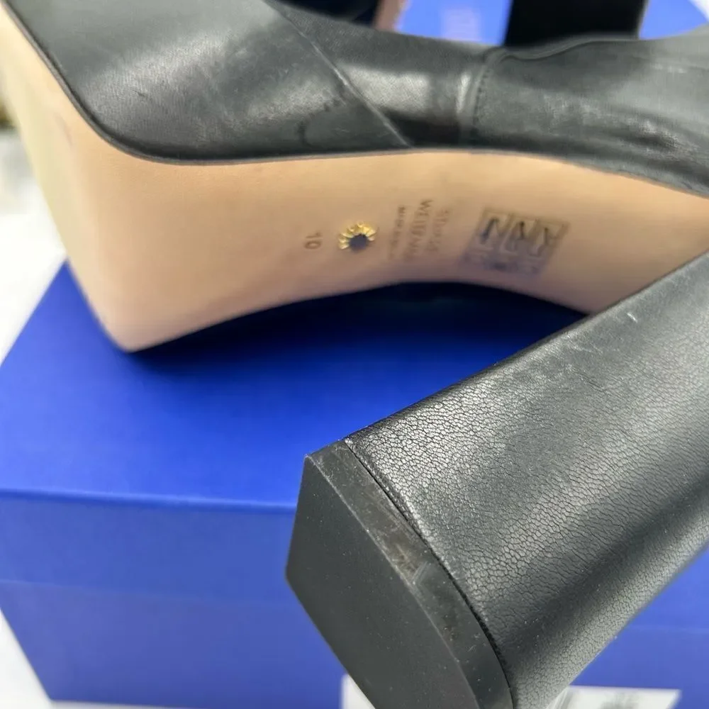 Women’s Stuart Weitzman stretch platform sky, high booties size 10 made Spain